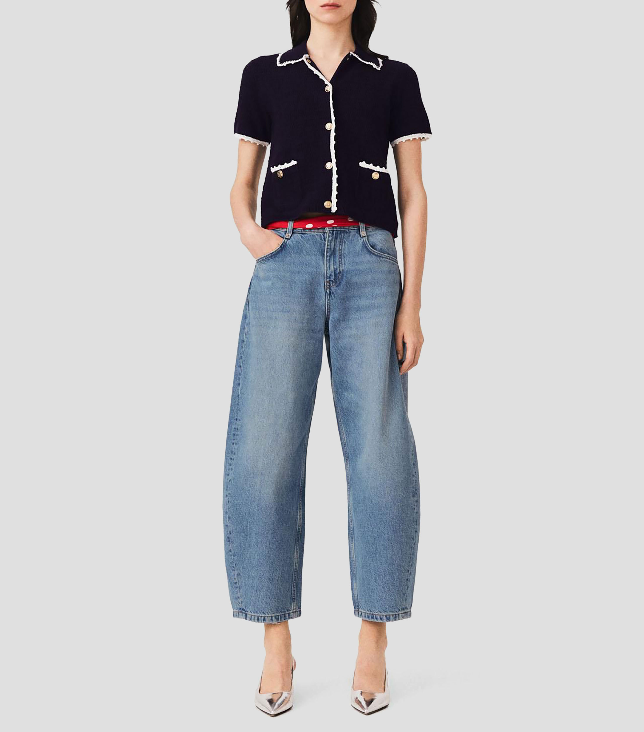 Blusa lisa manga corta Mujer